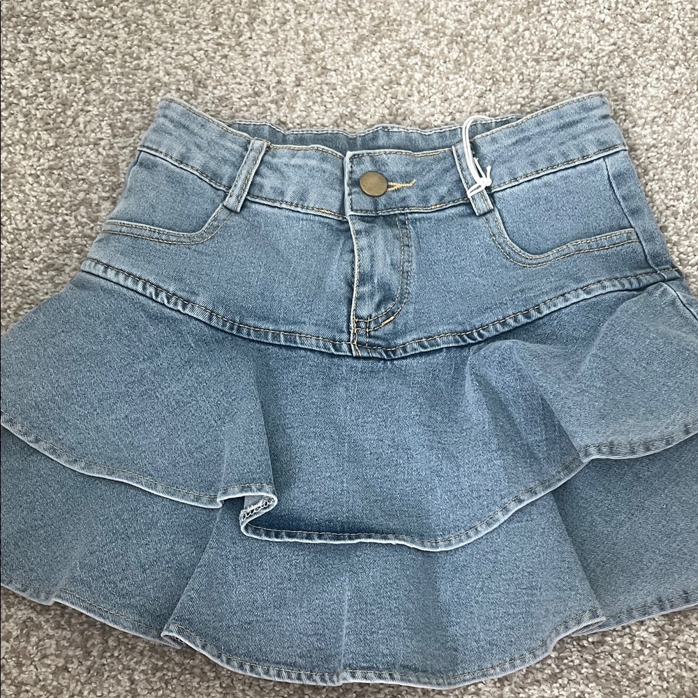 Denim Ruffle Skirt